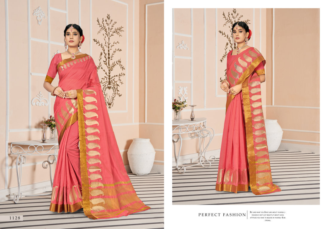 sangam print meera cotton festive look saree catalog