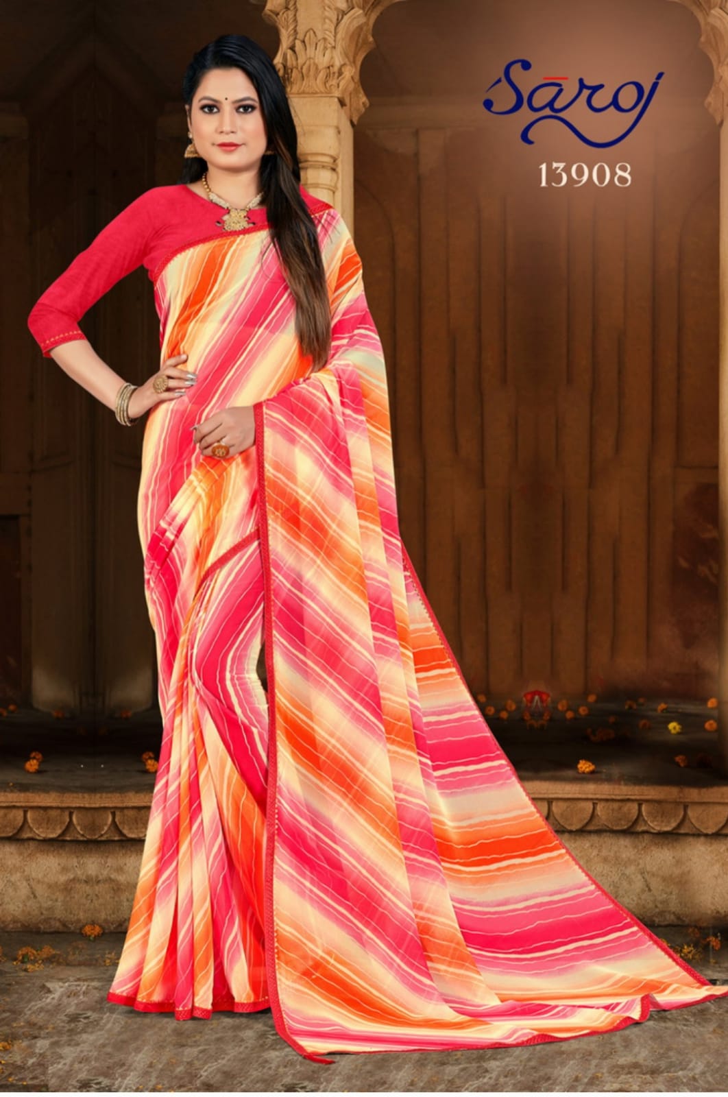 saroj saree bandhan georgette Decant look saree catalog