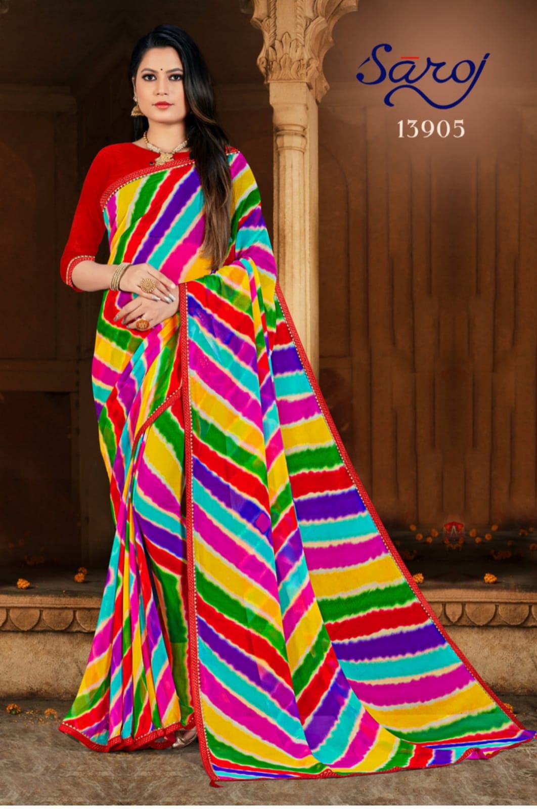 saroj saree bandhan georgette Decant look saree catalog