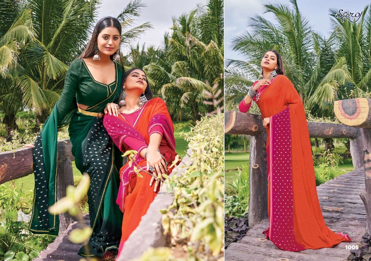 saroj saree Kanishka georgette Decant look saree catalog