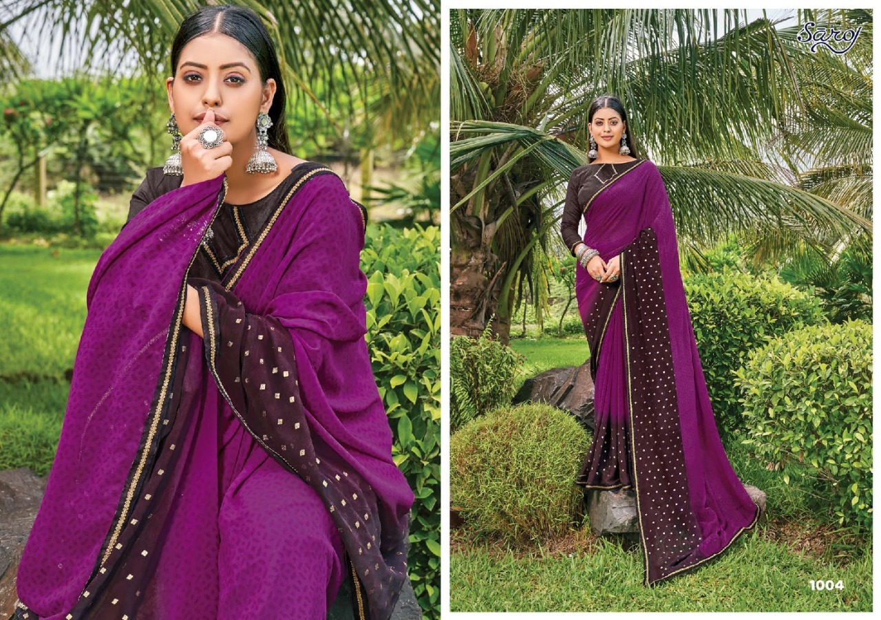 saroj saree Kanishka georgette Decant look saree catalog