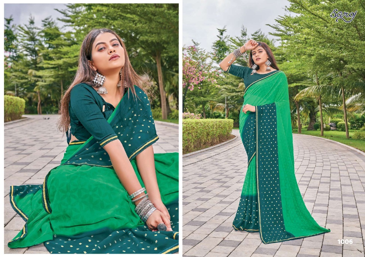 saroj saree Kanishka georgette Decant look saree catalog