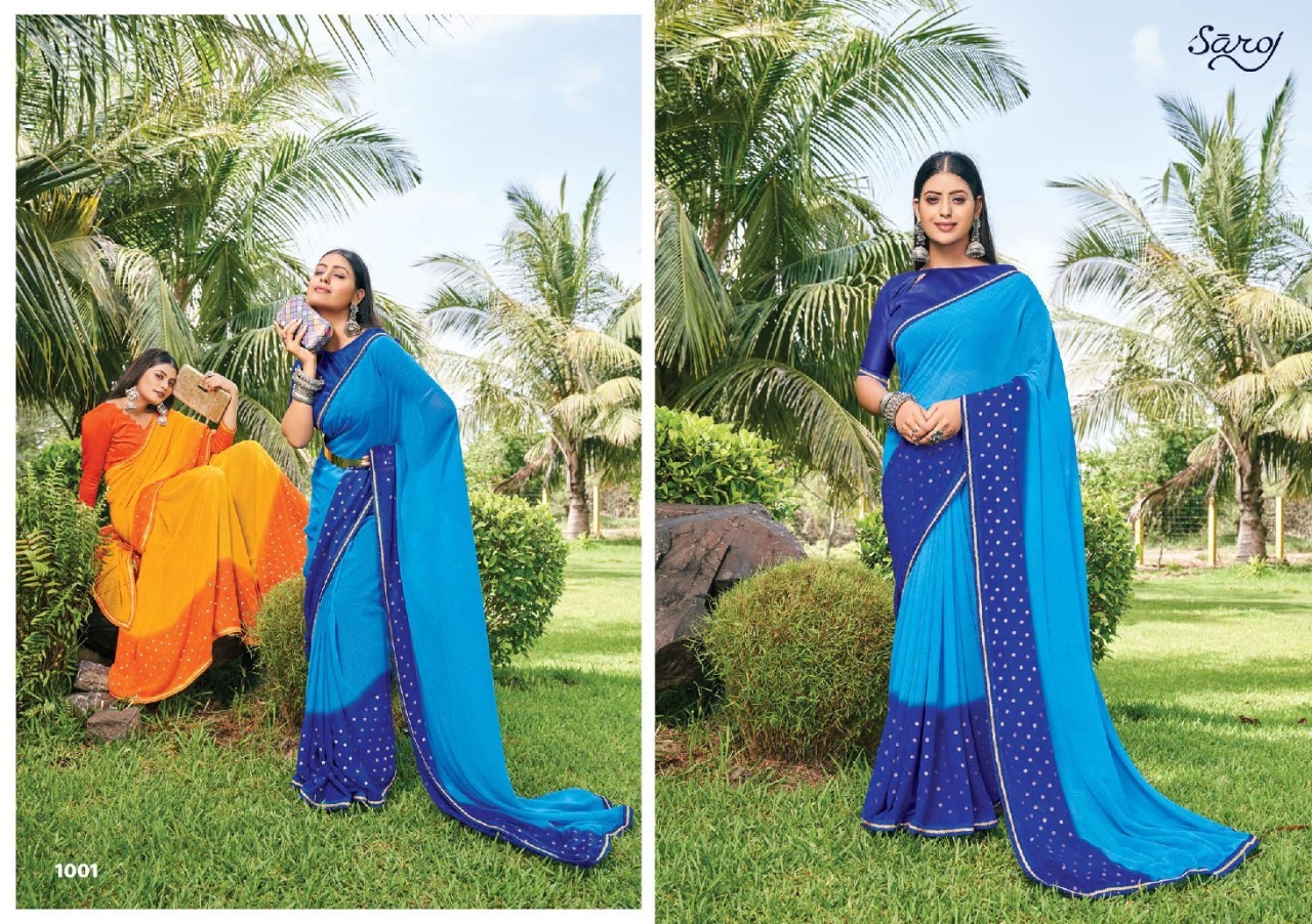 saroj saree Kanishka georgette Decant look saree catalog