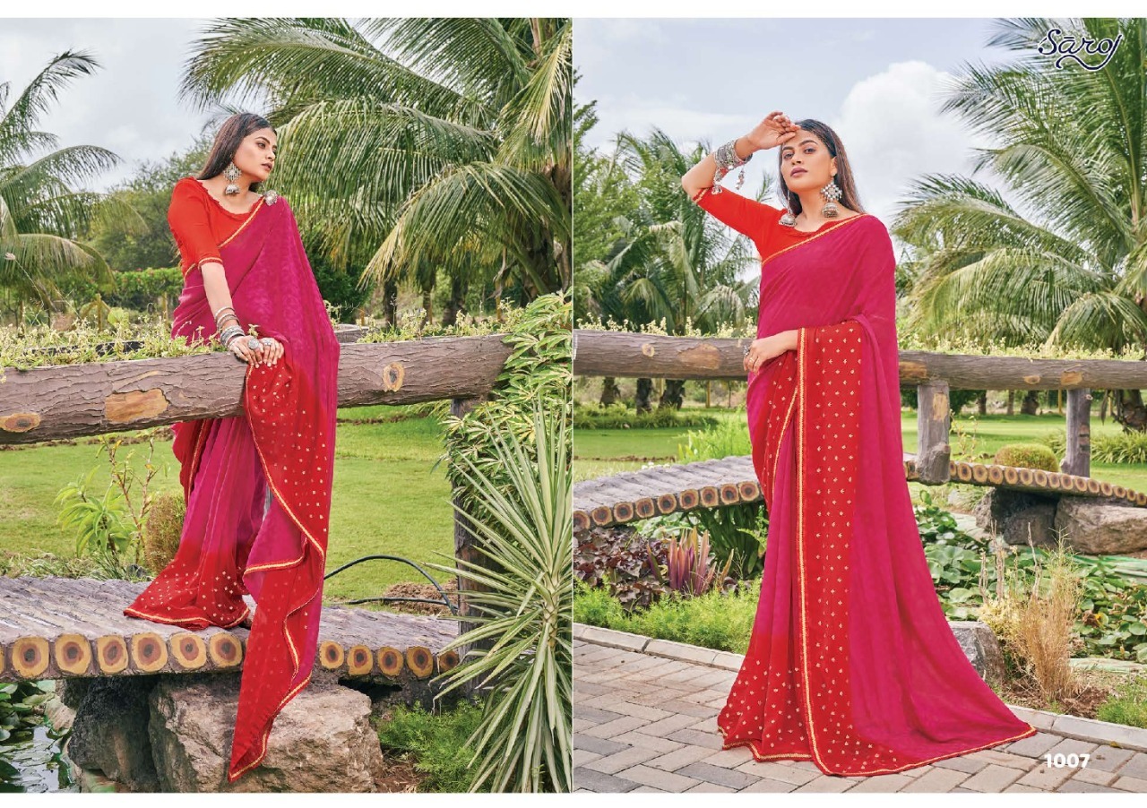 saroj saree Kanishka georgette Decant look saree catalog