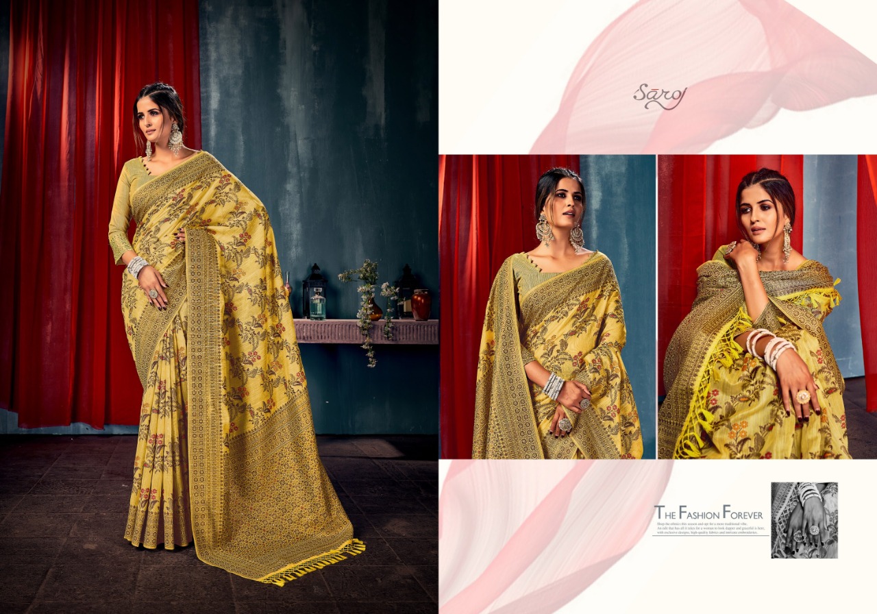 saroj saree Maniratna Vol 1 linen regal look saree catalog