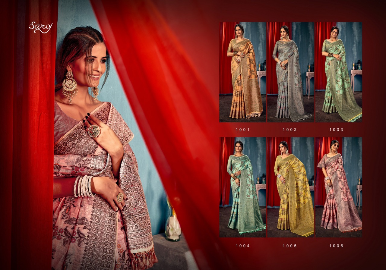 saroj saree Maniratna Vol 1 linen regal look saree catalog