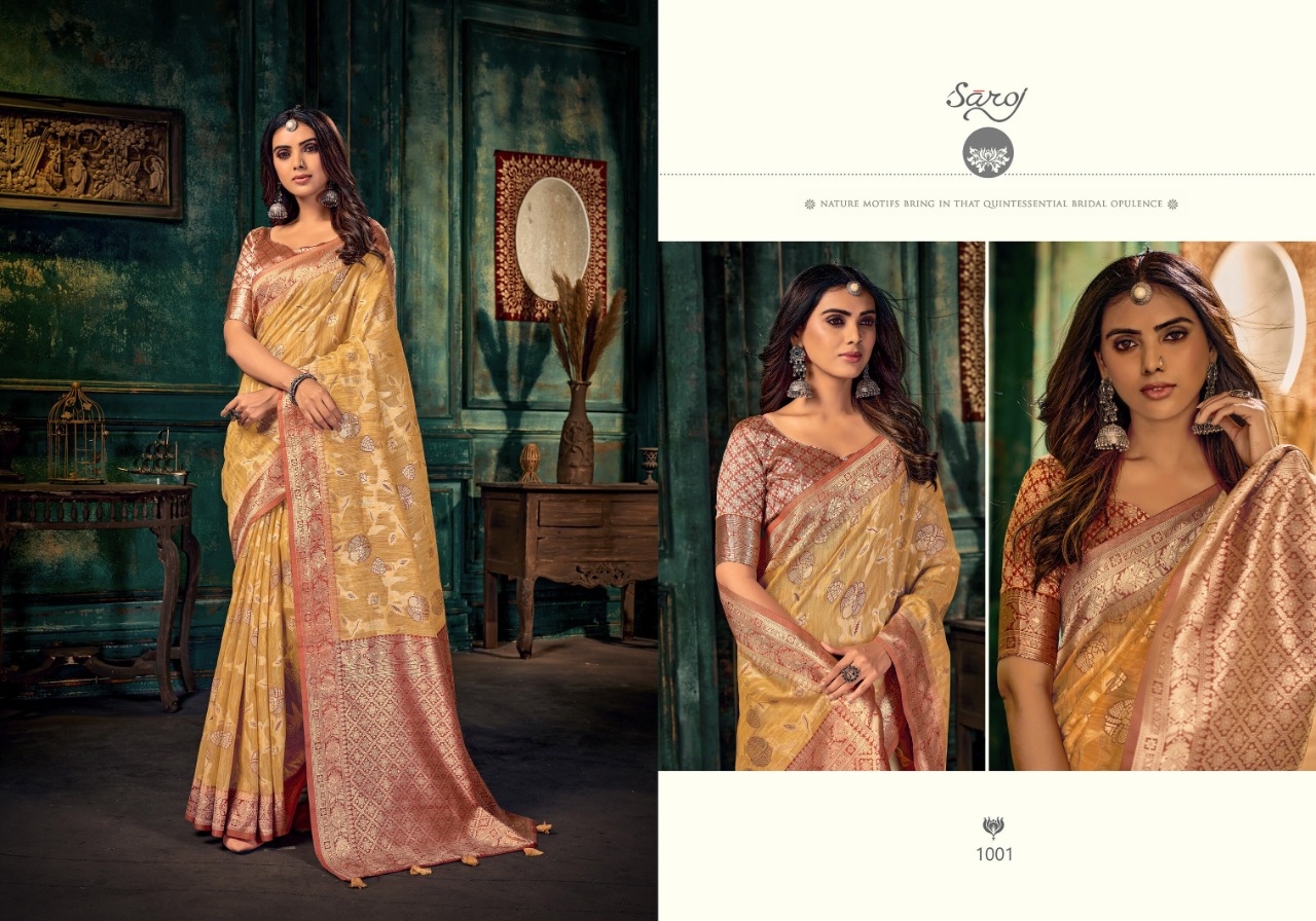 saroj saree Maniratna Vol 4 linen graceful look saree catalog