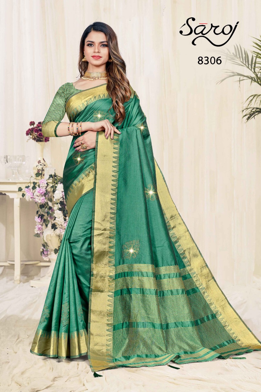 saroj saree Premium Look soft cotton silk graceful look saree catalog