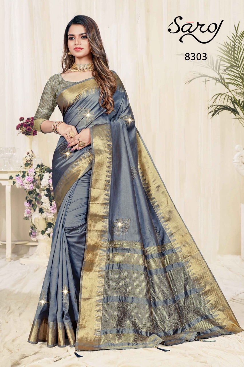 saroj saree Premium Look soft cotton silk graceful look saree catalog