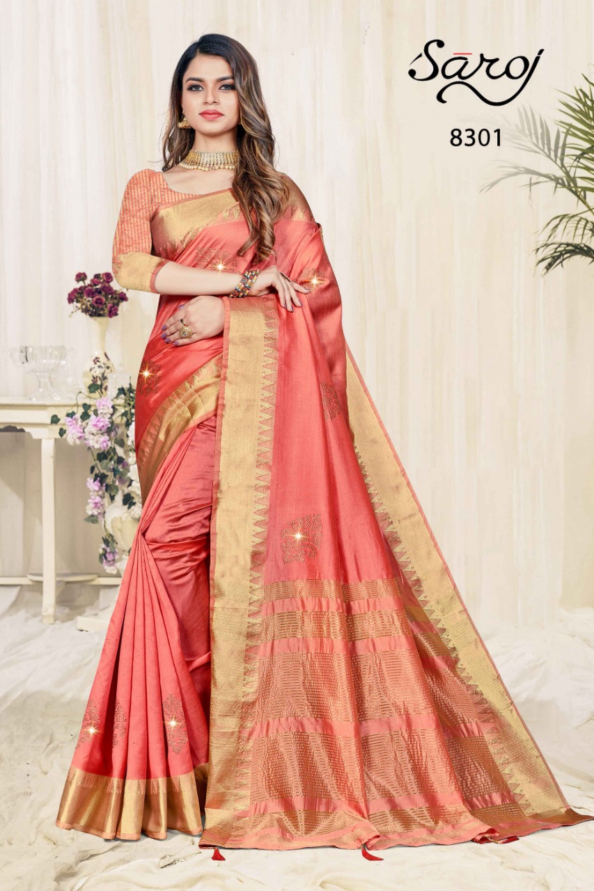 saroj saree Premium Look soft cotton silk graceful look saree catalog