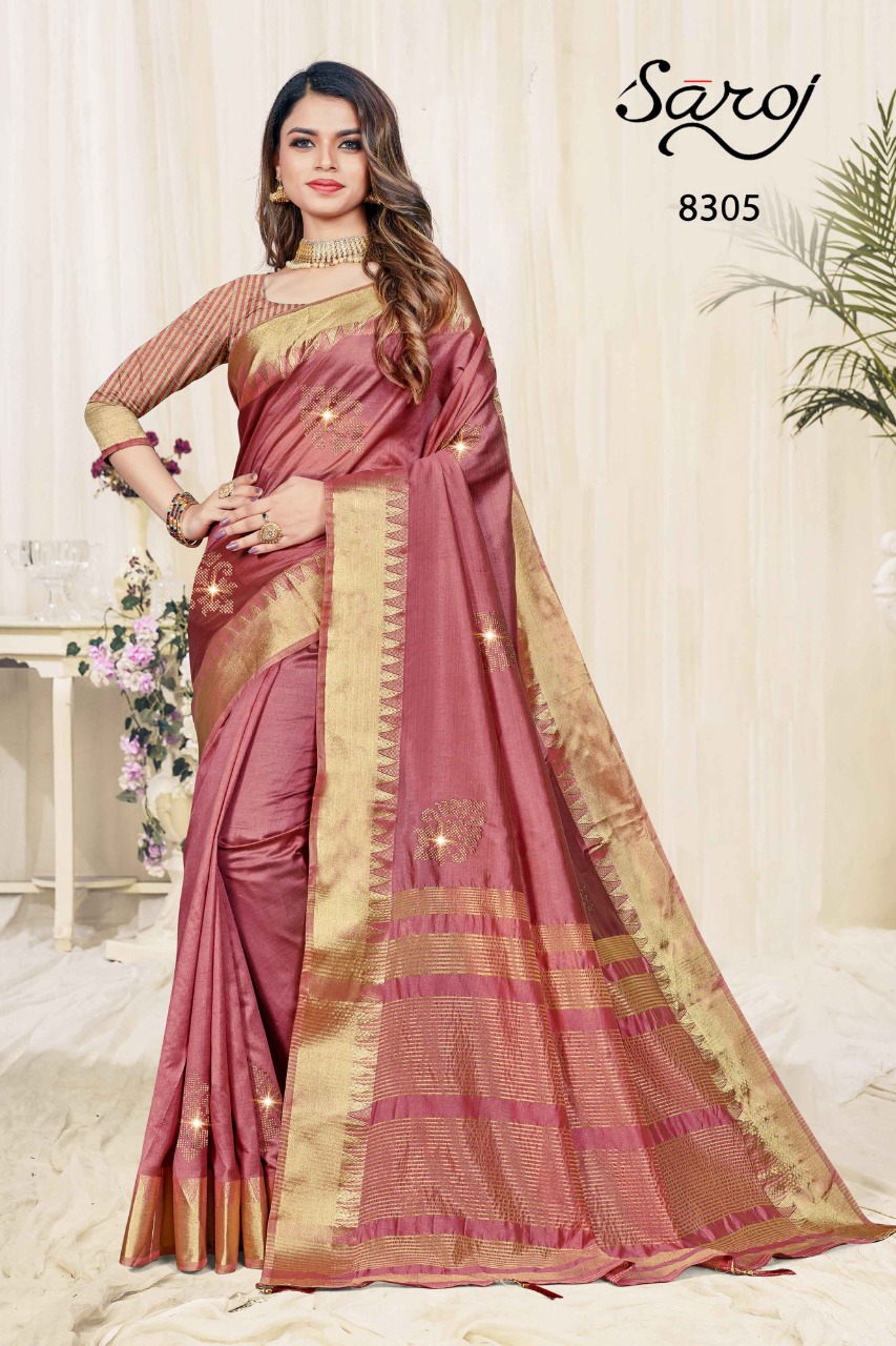 saroj saree Premium Look soft cotton silk graceful look saree catalog