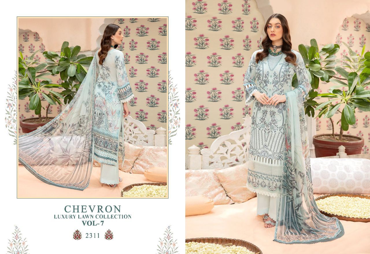 shree fab chevron luxury lawn collection 07 pure lawn catchy print salwar suit with cotton dupatta catalog