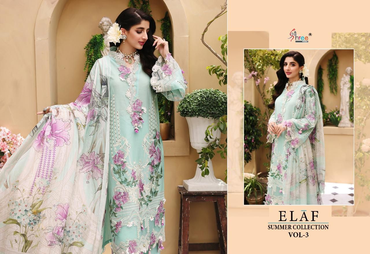 shree fab elaaf summer collection vol 3 cotton authentic fabric salwar suit catalog