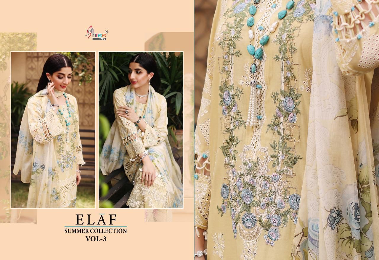 shree fab elaaf summer collection vol 3 cotton authentic fabric salwar suit catalog