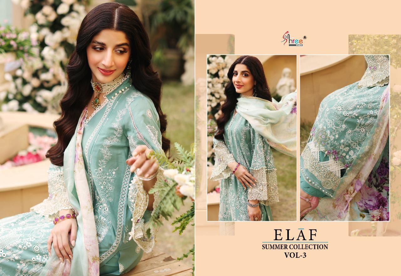 shree fab elaaf summer collection vol 3 cotton authentic fabric salwar suit catalog