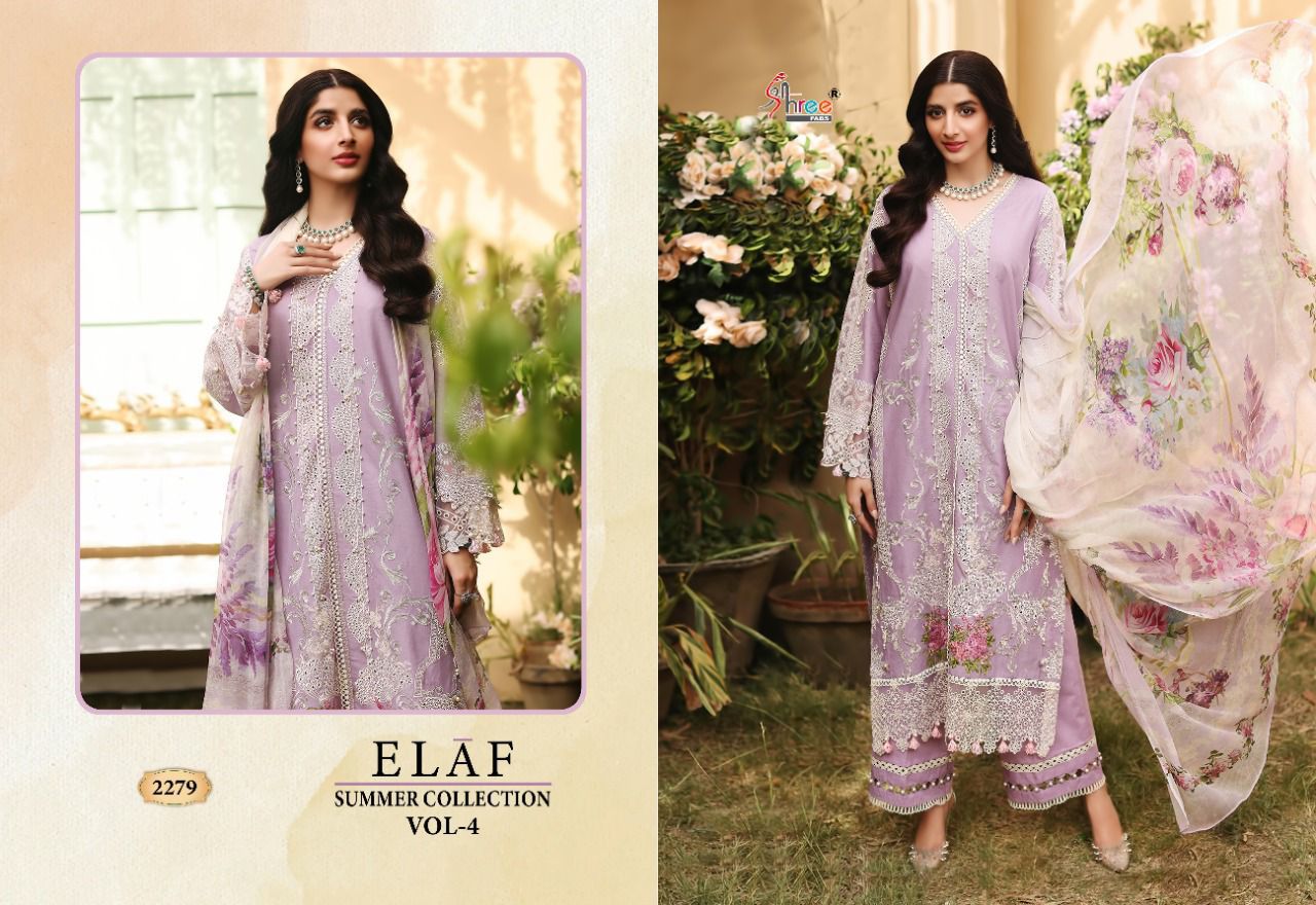 shree fab elaaf summer collection vol 4 cotton elegant print salwar suit with cotton and Tabby dupatta catalog