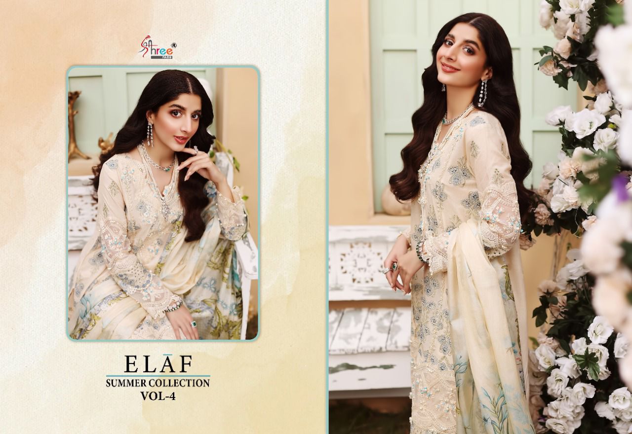 shree fab elaaf summer collection vol 4 cotton elegant print salwar suit with cotton and Tabby dupatta catalog