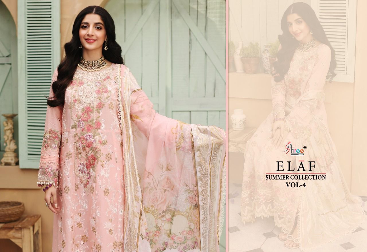 shree fab elaaf summer collection vol 4 cotton elegant print salwar suit with cotton and Tabby dupatta catalog