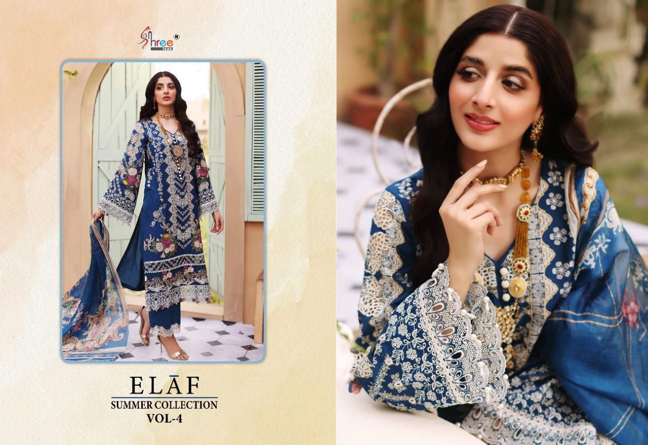 shree fab elaaf summer collection vol 4 cotton elegant print salwar suit with cotton and Tabby dupatta catalog