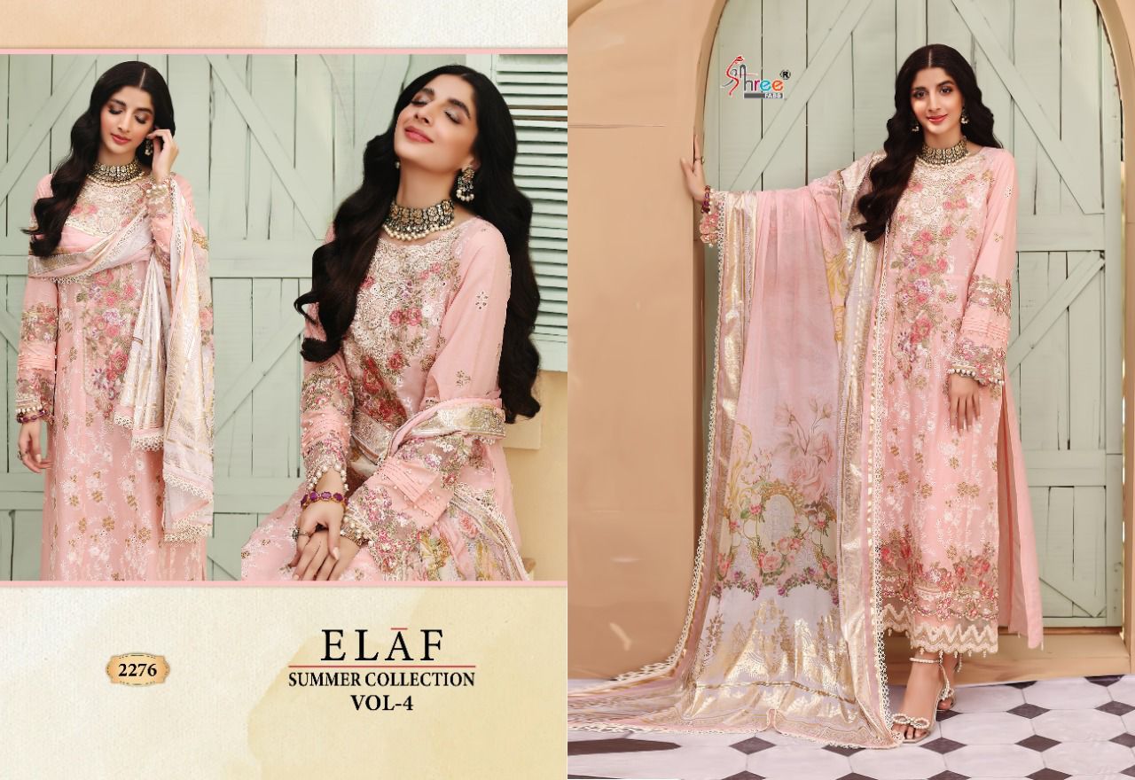 shree fab elaaf summer collection vol 4 cotton elegant print salwar suit with cotton and Tabby dupatta catalog