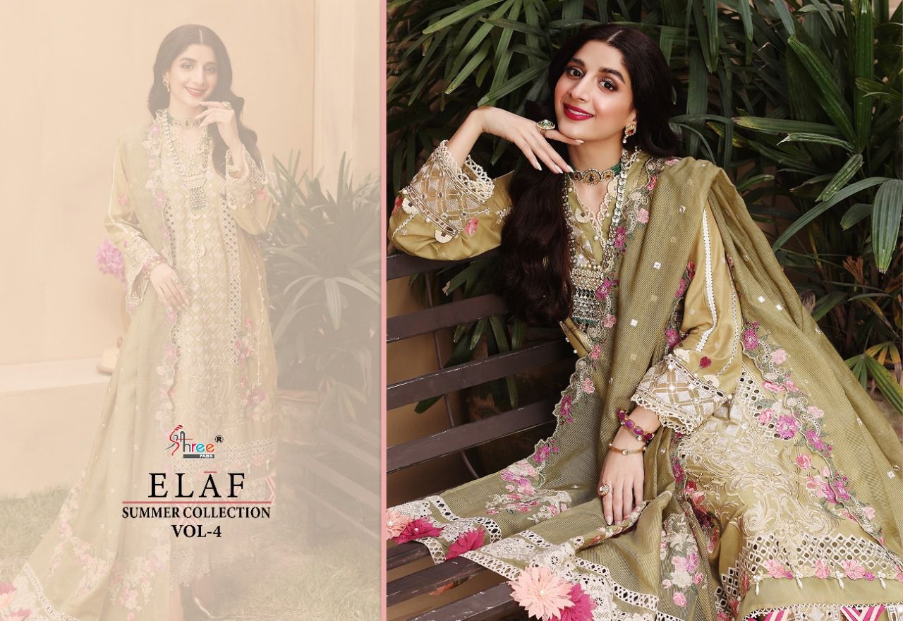 shree fab elaaf summer collection vol 4 cotton elegant print salwar suit with cotton and Tabby dupatta catalog