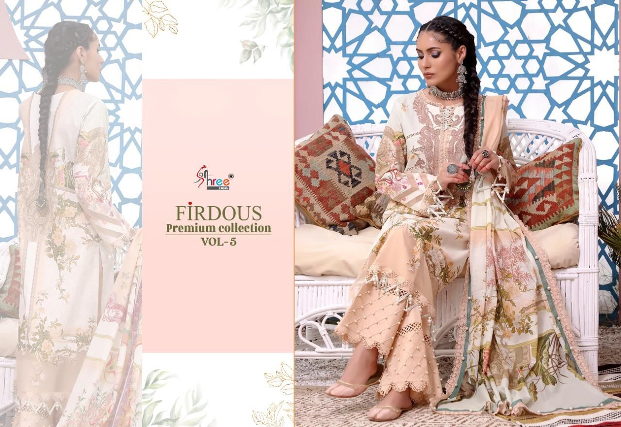 shree fab firdous premium collection vol 05 cotton innovative print salwar suit with chiffon dupatta catalog