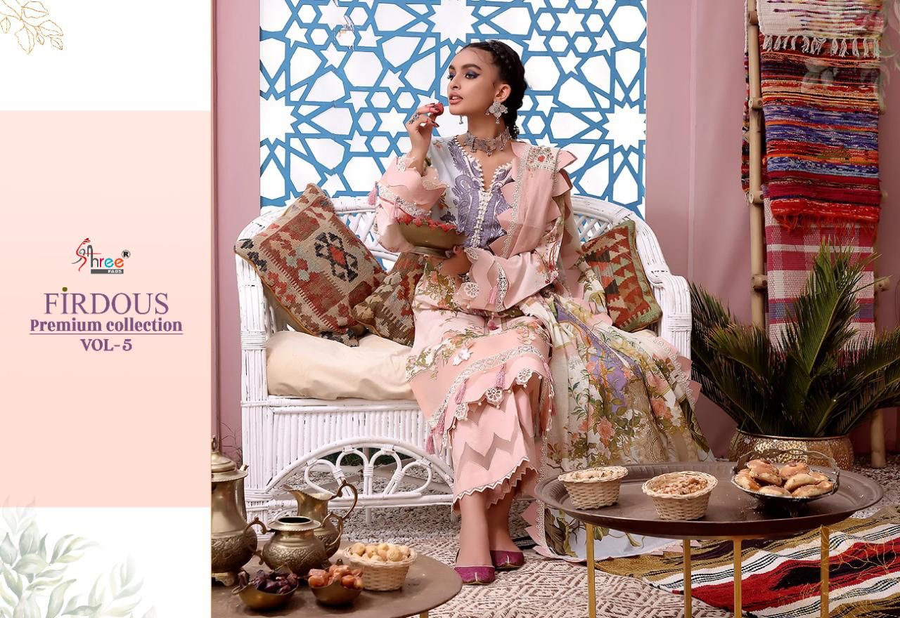 shree fab firdous premium collection vol 05 cotton innovative print salwar suit with chiffon dupatta catalog