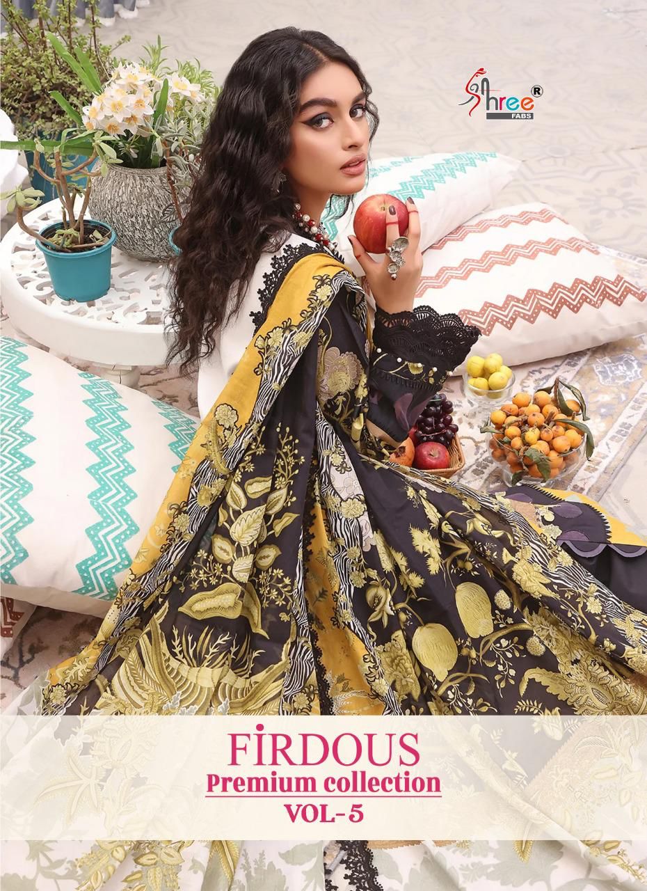 shree fab firdous premium collection vol 05 cotton innovative print salwar suit with chiffon dupatta catalog