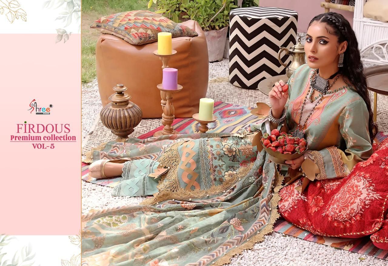 shree fab firdous premium collection vol 05 cotton innovative print salwar suit with chiffon dupatta catalog