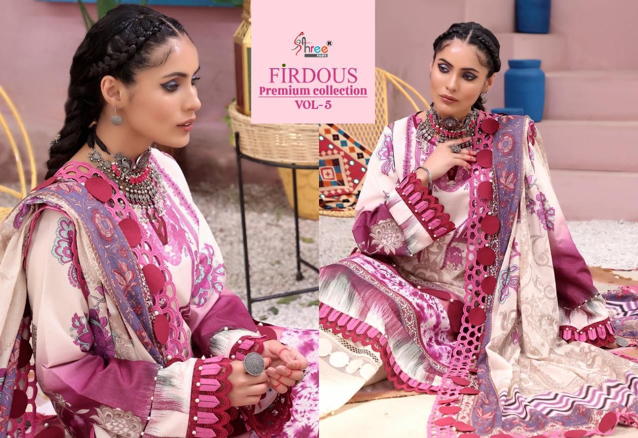 shree fab firdous premium collection vol 05 cotton innovative print salwar suit with chiffon dupatta catalog