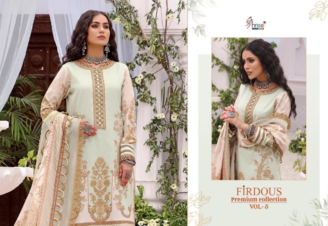 shree fab firdous premium collection vol 05 cotton innovative print salwar suit with chiffon dupatta catalog