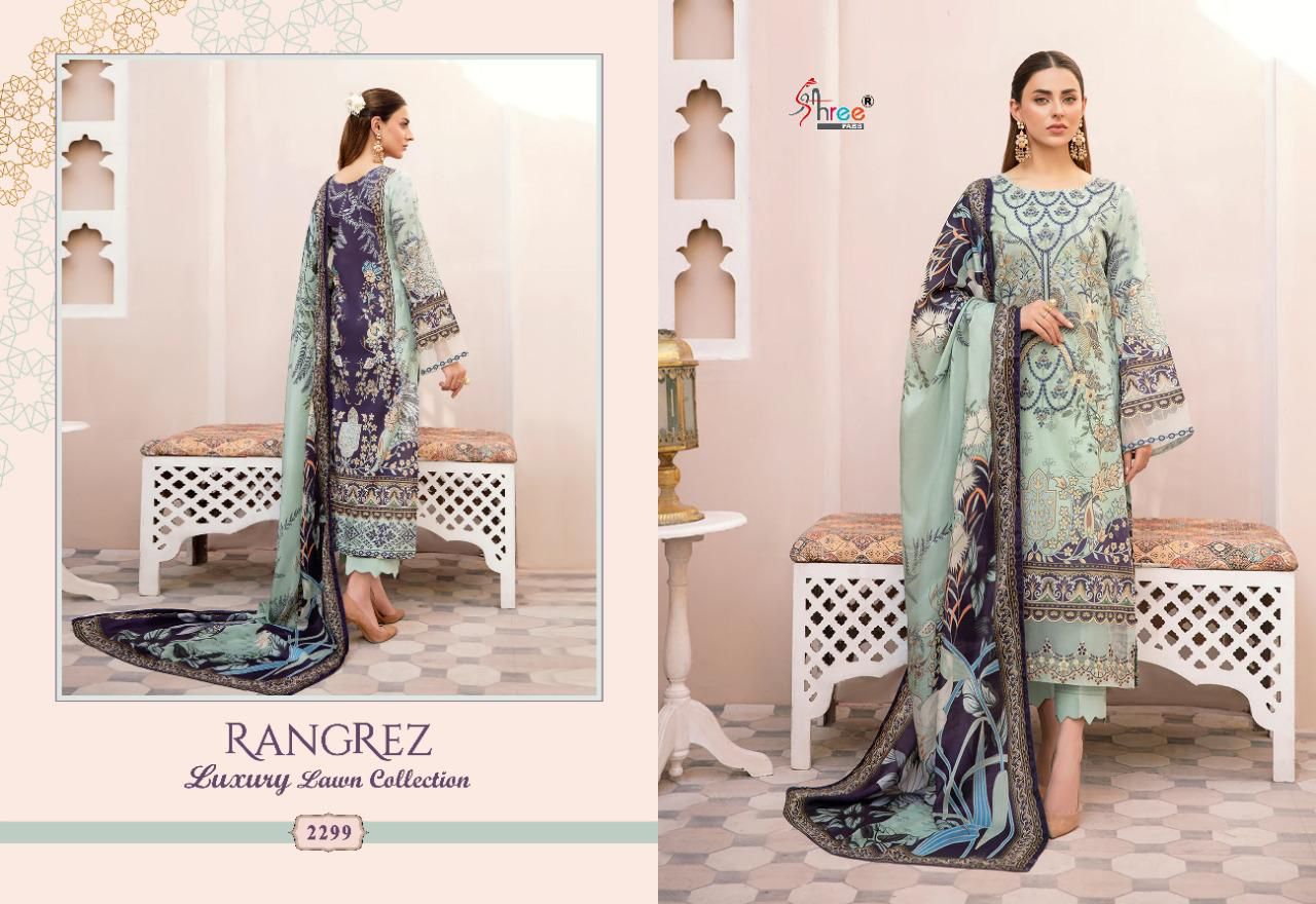 shree fab rangrez luxury lawn collection lawn decent look salwra suit siffon dupatta catalog