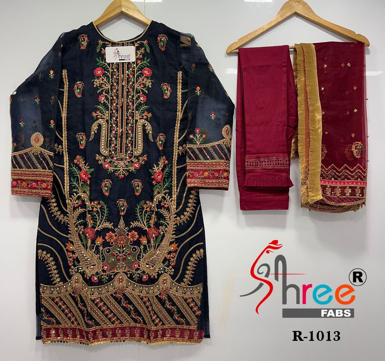 shree fab shree fab r 1013 organja decent look top bottm with dupatta single