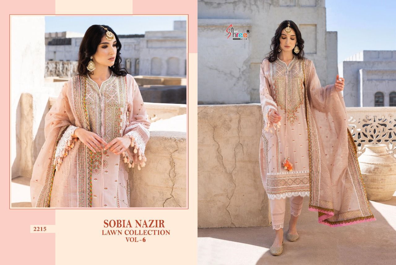 shree fab sobiya nazir lawn collection vol 6 cotton decent look salwar suit  catalog