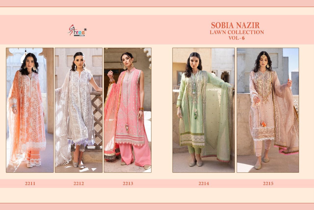 shree fab sobiya nazir lawn collection vol 6 cotton decent look salwar suit  catalog