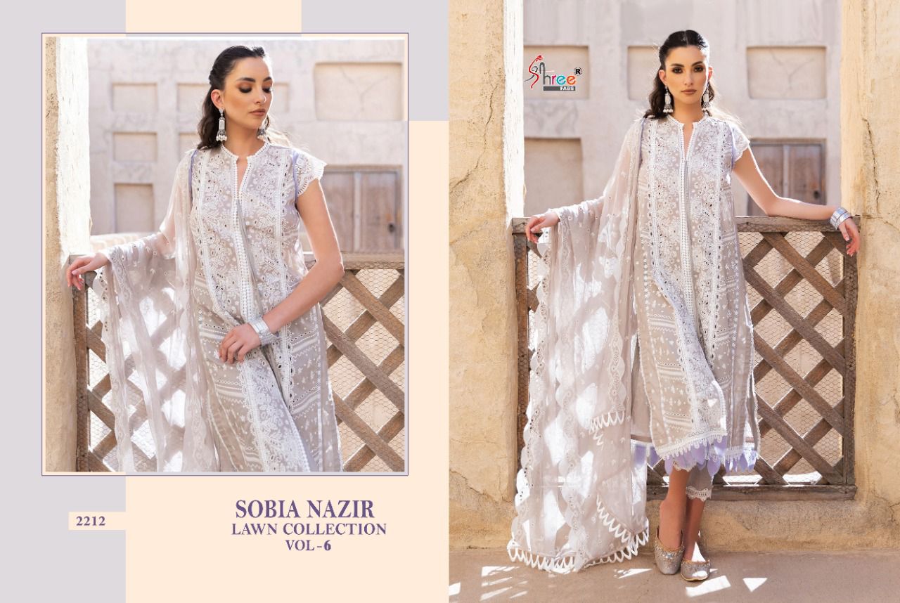 shree fab sobiya nazir lawn collection vol 6 cotton decent look salwar suit  catalog