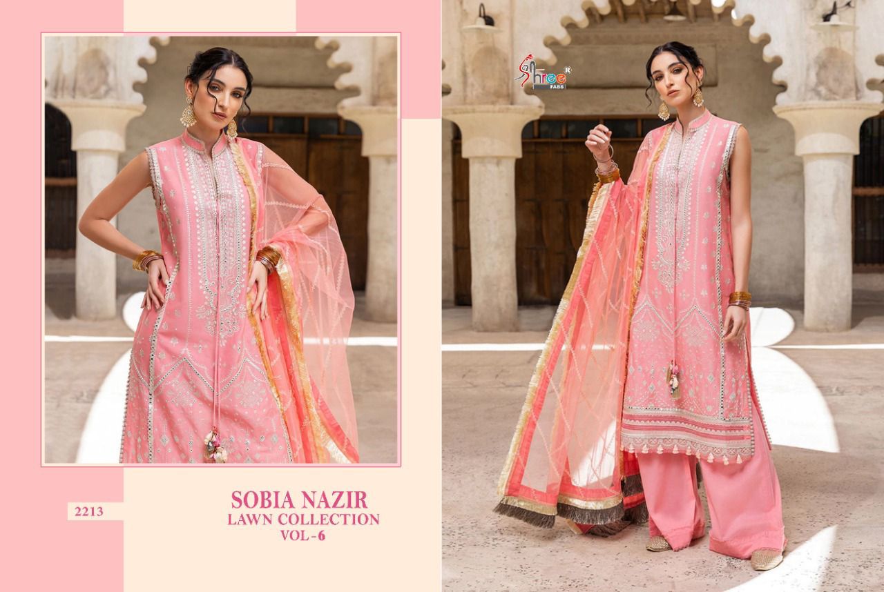 shree fab sobiya nazir lawn collection vol 6 cotton decent look salwar suit  catalog