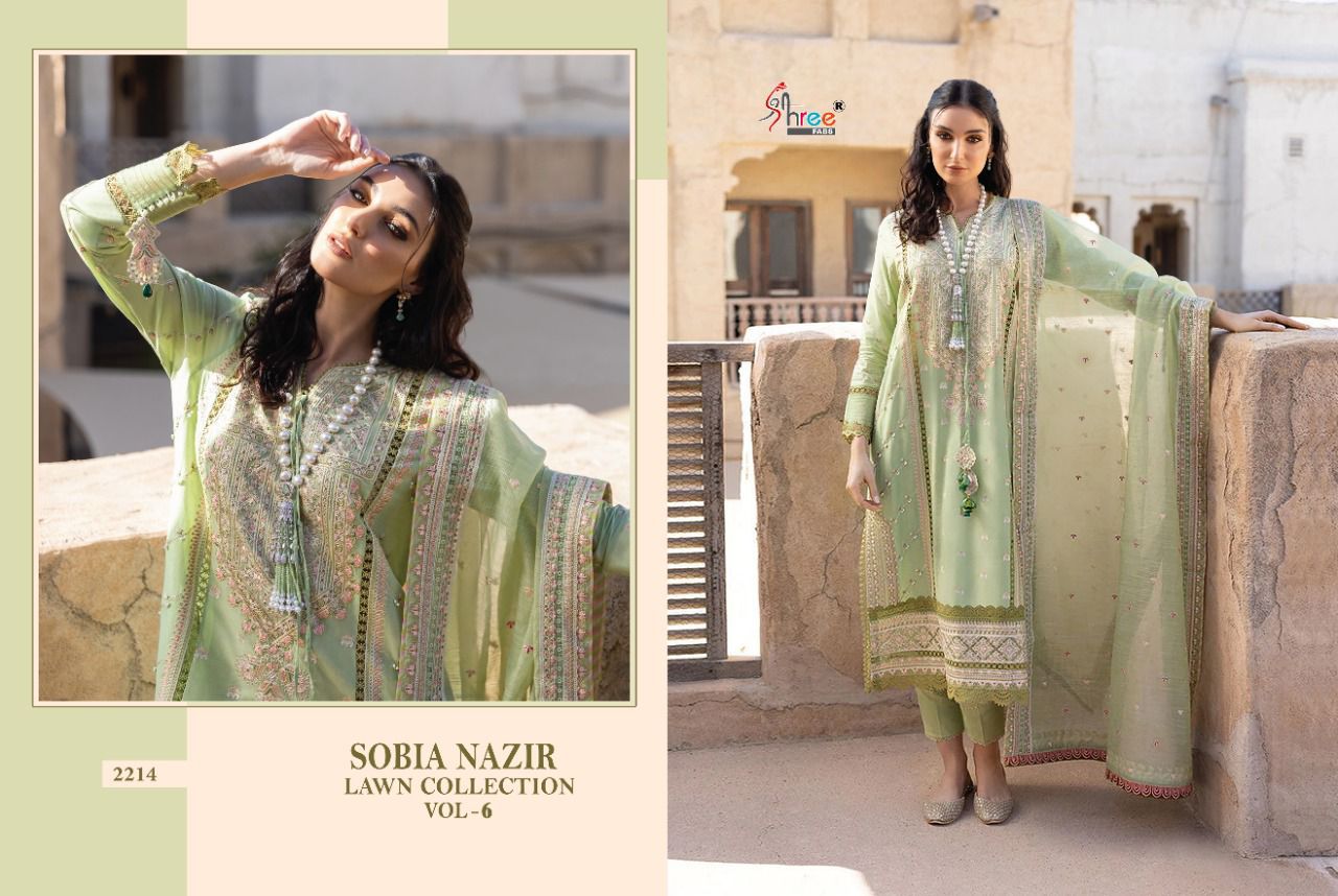 shree fab sobiya nazir lawn collection vol 6 cotton decent look salwar suit  catalog