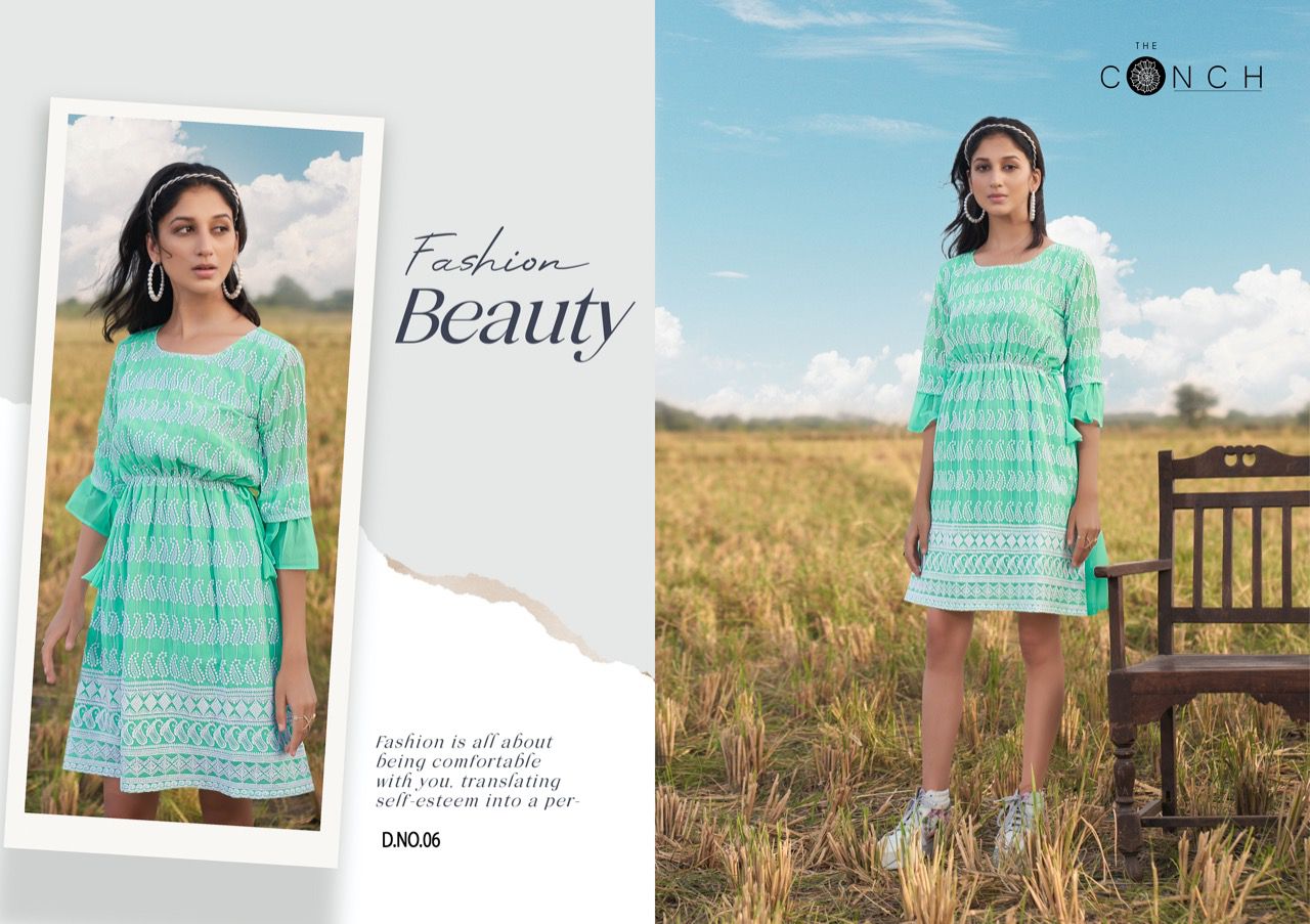 the conch Colour Plus Vol 1 georgette catchy look top catalog