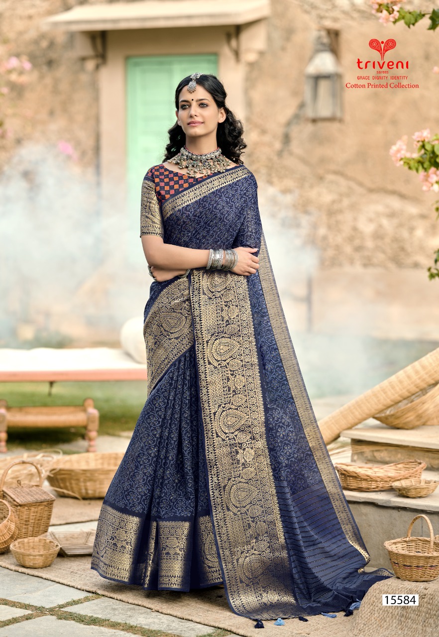 triveni saree meghna cotton regal look saree catalog