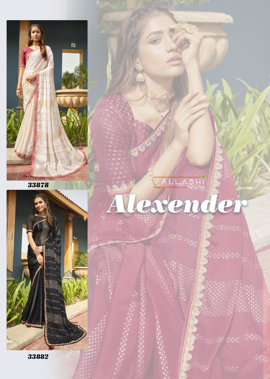 vallabhi print alexender georgette decent look saree catalog