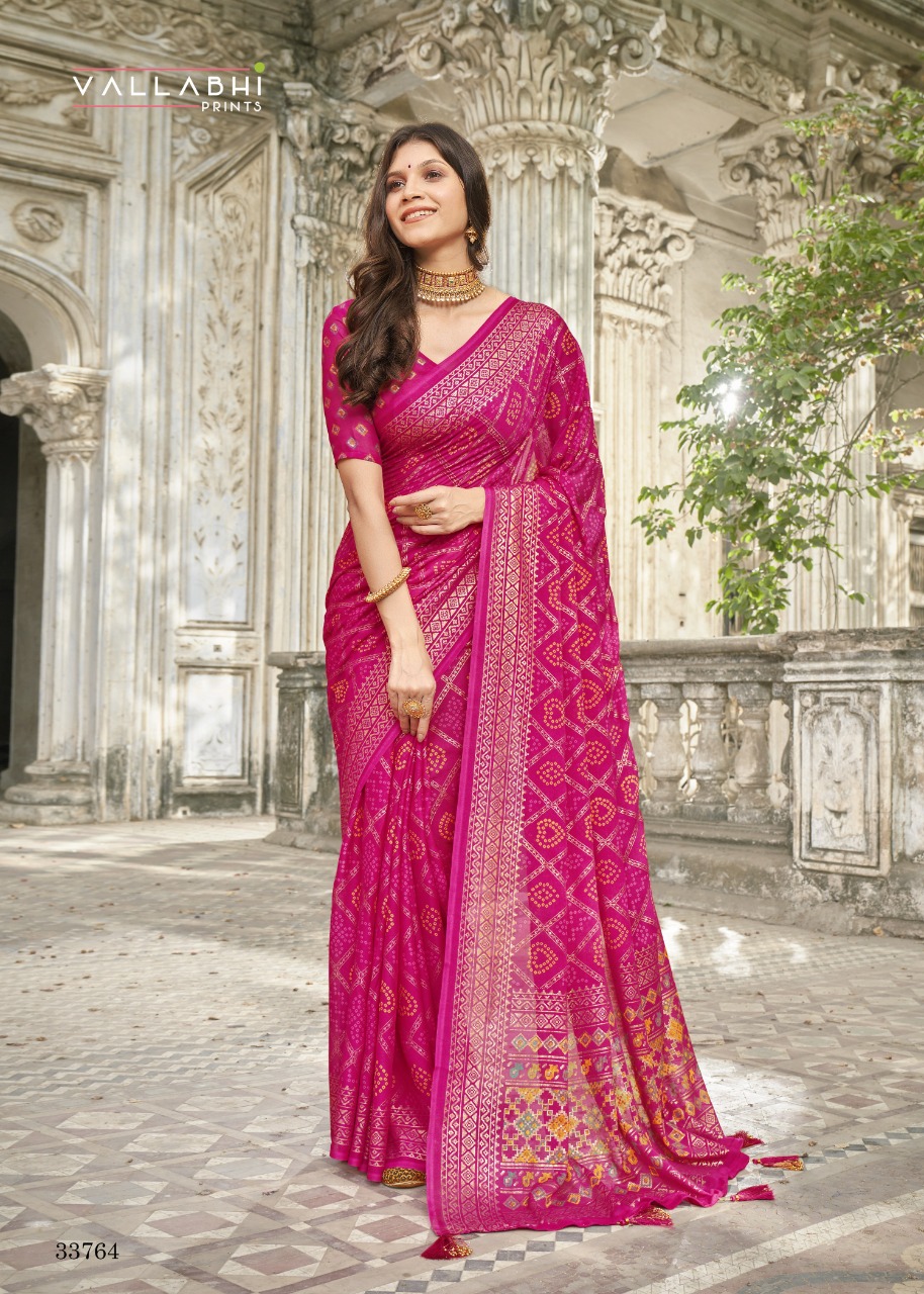 vallabhi print pink city georgette exclusive print saree catalog