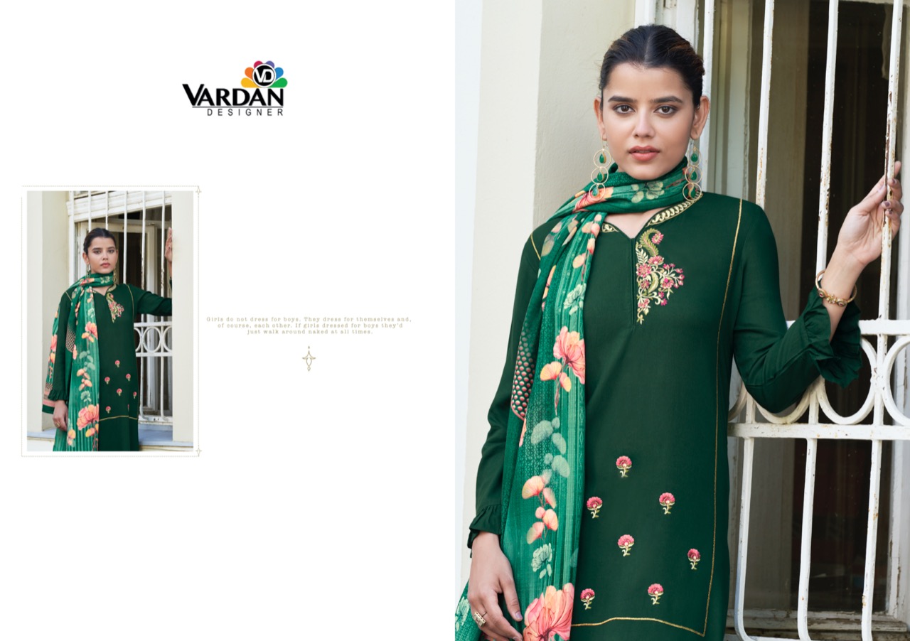 vardan designer sarshiya vol 1 reyon new and modern style top bottom with dupatta catalog