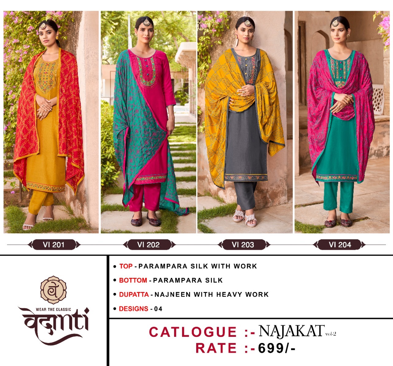 vedanti najakat vol 2 parampara silk catchy look salwar suit catalog