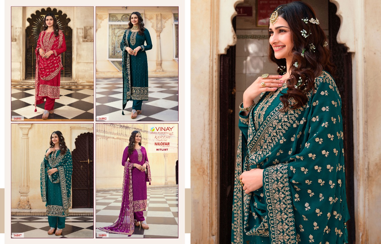 vinay fashion kaseesh nilofar hitlist dola gorgeous look salwar suit catalog