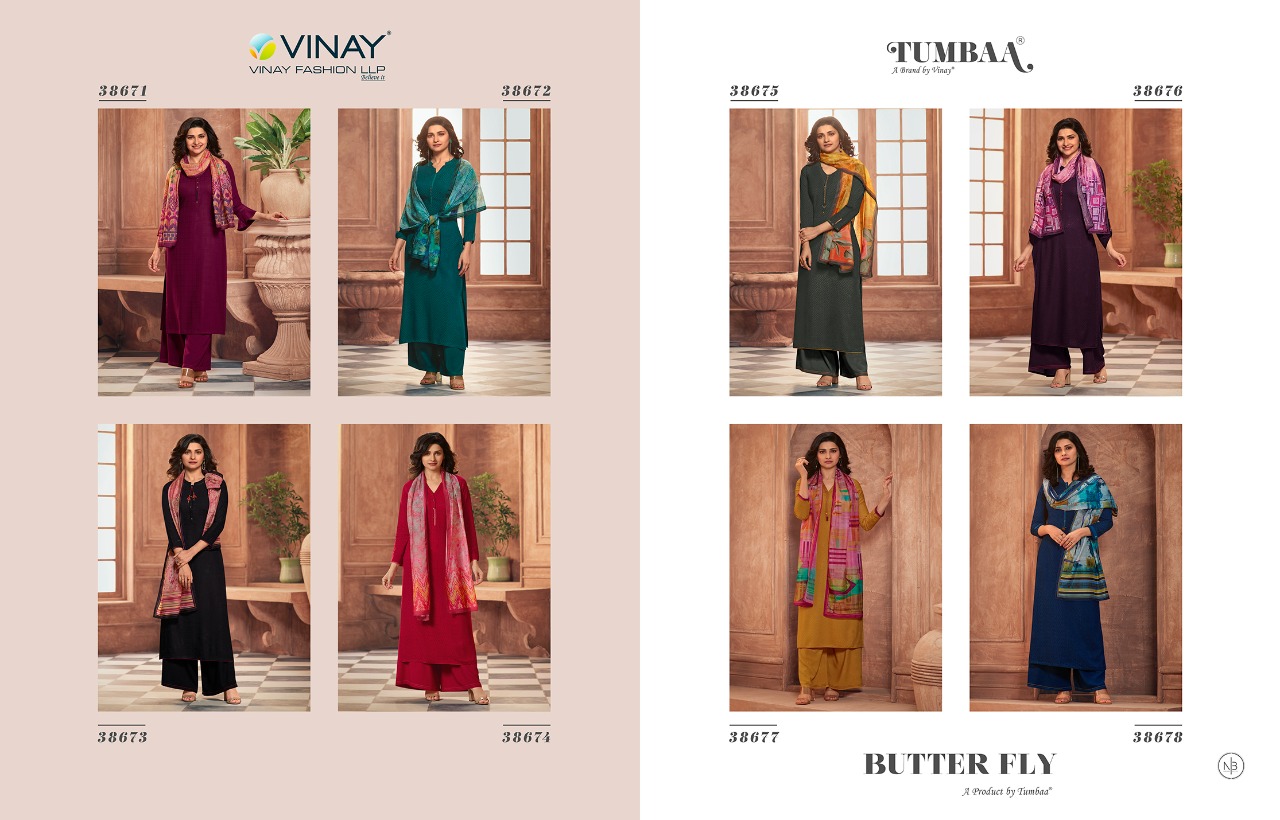 vinay fashion tumbaa butterfly rayon attractive kurti with plazzo and dupatta catalog