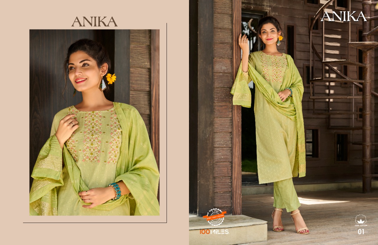 100 miles anika cotton new and modern style top bottom with dupatta catalog