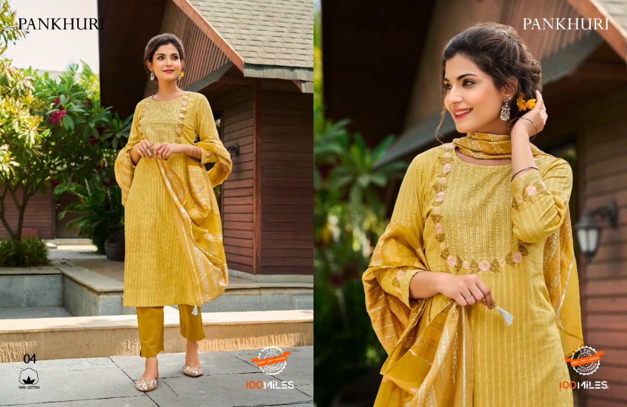 100 miles pankhuri cotton new and modern style top bottom with dupatta catalog