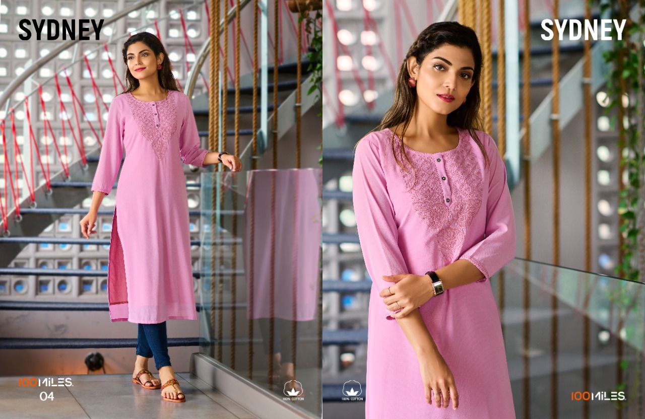 100 miles sydney georgette classic trendy look kurti catalog