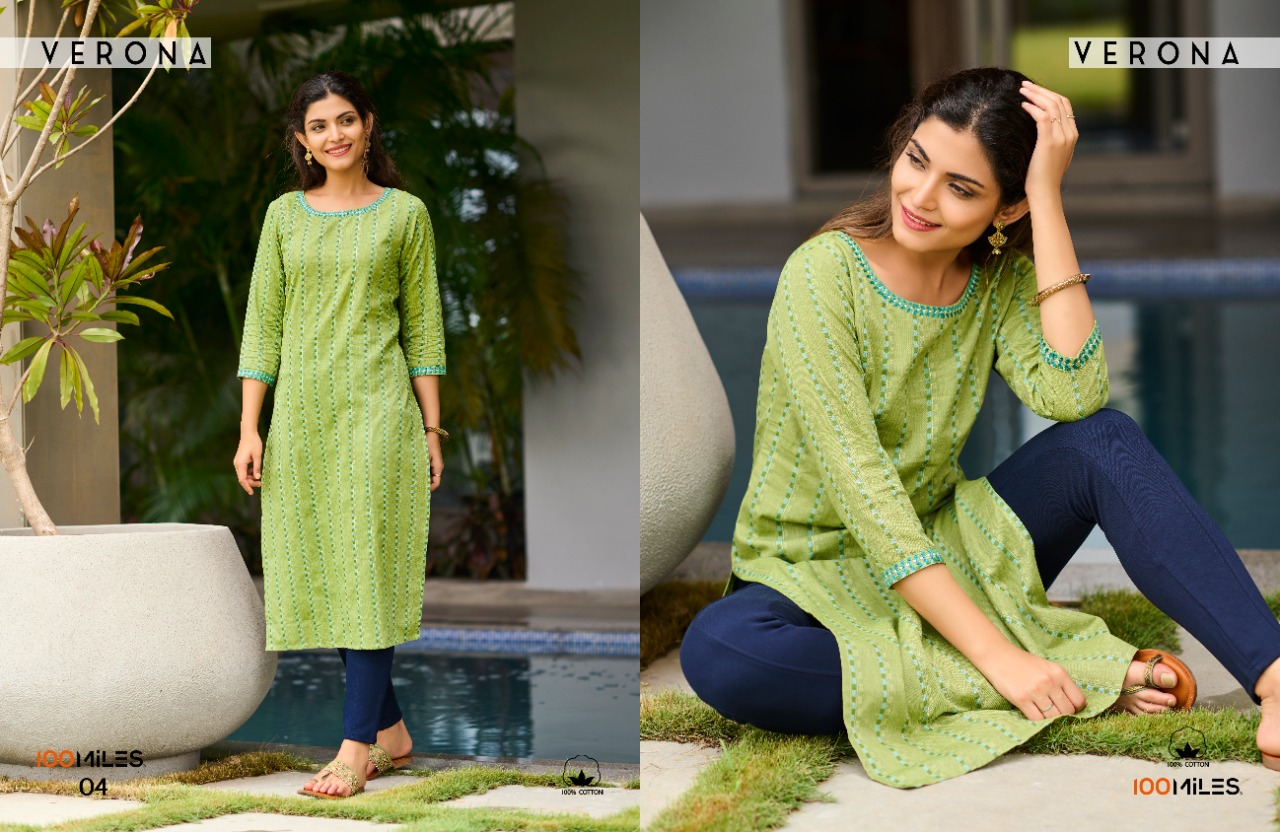 100 miles verona Cotton authentic fabric kurti catalog